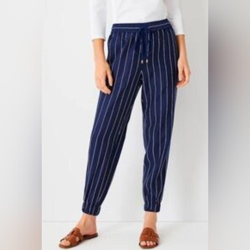 Ann Taylor Navy White Striped Joggers Size XS